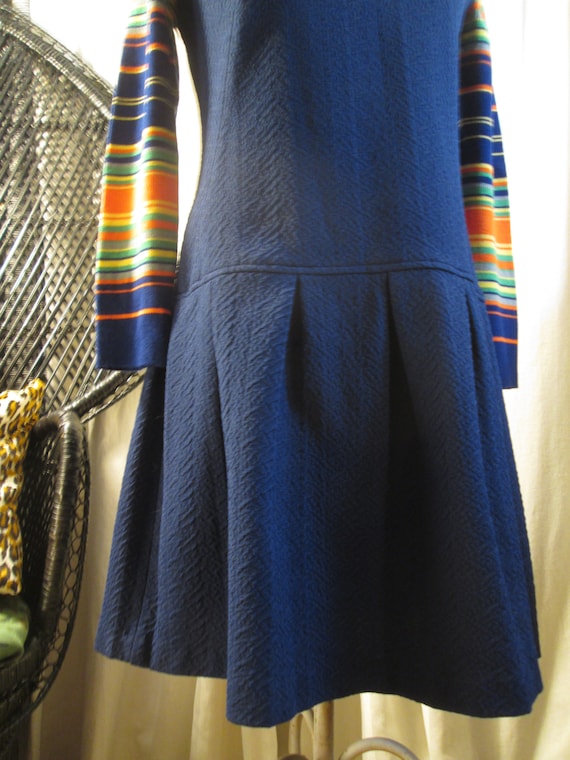60s vintage Dropwaist Dress Pleated skirt sleevel… - image 3