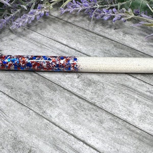 Handmade Red White and Blue Patriotic Ombre glitter pen with free refill