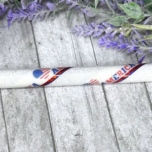 Handmade America patriotic Washi Tape glitter pen with free refill