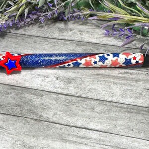 Handmade Stars patriotic Washi Tape glitter pen with free refill