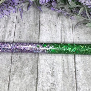 Handmade Purple and Green Ombre glitter pen with free refill