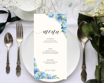 Hydrangea Wedding Menu Card