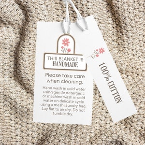 Chunky Knit Blanket Washing Instruction Cards Etsy