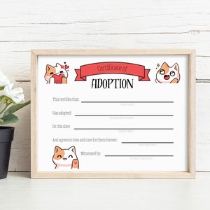 Adoption Certificate for Amigurumi - Crochet Plushie Adoption Card - Cute Printable Adoption Certificate for Knit Stuffed Animal Toys
