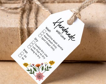 Handmade Crochet Blanket Tag + Made By Tags + Fiber Content Tags: Care Card Knits, Quilts, Hats and More (Digital Download)