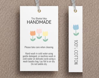 Downloadable Care Tags for Blankets: Wash Instruction Tag for Crochet, Knit and Handmade Blankets (Digital Download)