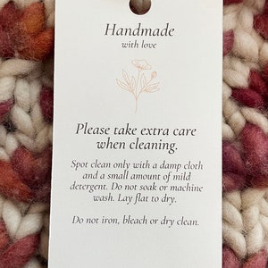 Printable Care Cards for Handmade Knits - Washing Instructions for Crochet Hats - Care Tags for Knit Hats - Printable Spot Clean Only Cards - Handmade with Love Hang Tag for Knit Hat - Hang Tag for Crochet gift