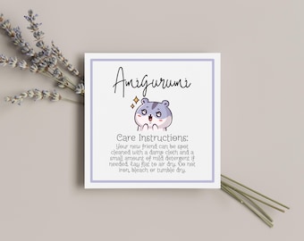 Amigurumi Care Cards: Crochet Plushie Wash Instructions, craft fair tag (Digital Download)