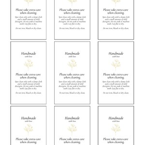 full sheet of Printable Care Cards for Handmade Knits - Washing Instructions for Crochet Hats - Care Tags for Knit Hats - Printable Spot Clean Only Cards - Handmade with Love Hang Tag for Knit Hat - Hang Tag for Crochet gift
