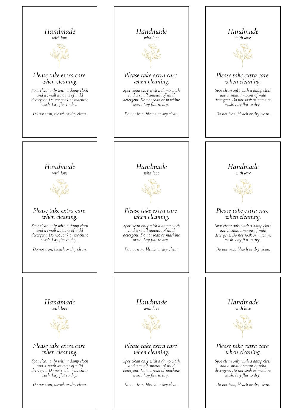 Printable Care Cards for Handmade Knits - Washing Instructions for ...