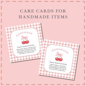 Onderhoudsinstructiekaarten voor breiwerk - Handgemaakte onderhoudskaarten - Waslabels voor ambachtelijke markten - Craft Fair-labels - Gehaakte onderhoudslabels voor breiwerk