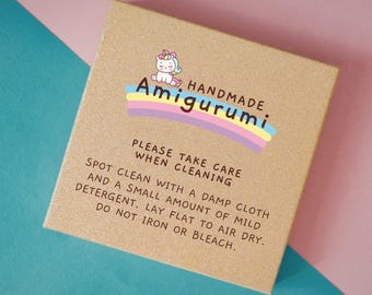 Amigurumi Care Cards: Crochet Plushie Wash Instructions, unicorn tag (Digital Download)