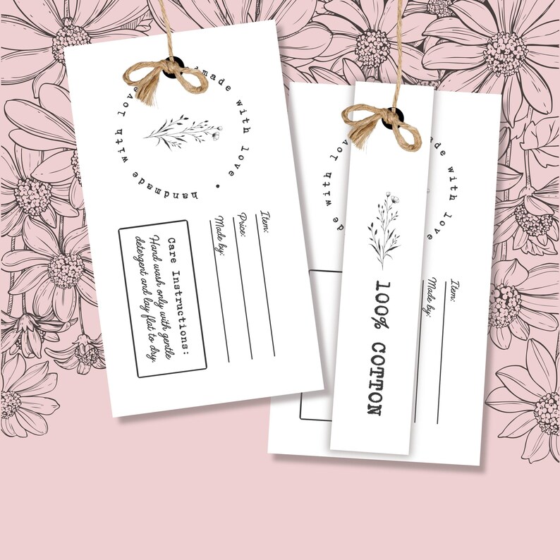 Fair Tags Handmade With Love Tags: Craft Fair Price Tags & Care Instructions for ...