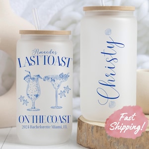 Personalized Bachelorette Party Girls Trip Frosted Tumbler Cup Beach Bachelorette Last Toast On The Coast Bachelorette Party Favors Gifts