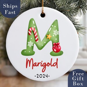 Personalized Monogram Name Christmas Custom Family Christmas Ornament Custom Alphabet Kid&#39;s Initial Monogram Ornament Family Christmas Gifts