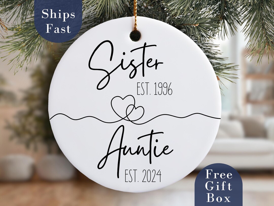 Personalized Sister Auntie Ornament New Aunt Gift Pregnancy ...