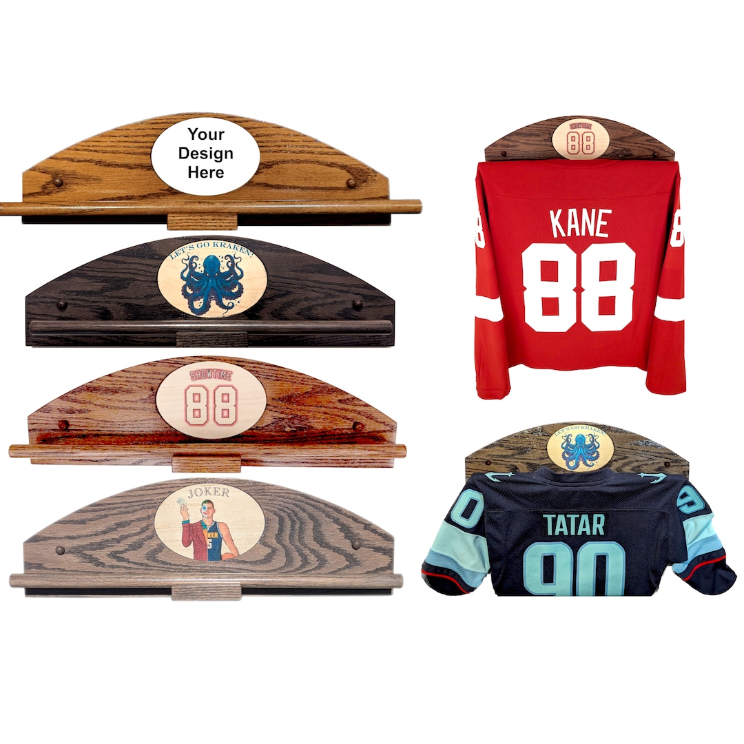 Custom Sports Jersey Display: Solid Oak Memorabilia Wall Rack - Etsy