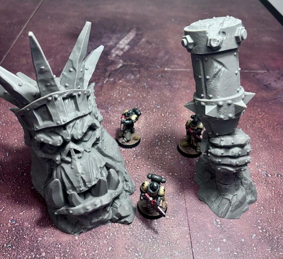 Miniature Terrain - Orc Statues - Monuments - Weathered - Tabletop