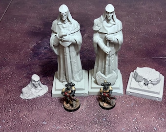 5 pc set of Miniature terrain, gothic statues,  weathered statue, tabletop ready,  FDM printed - Txarli Factory