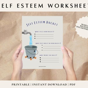 Self-Esteem Bucket Activity: Therapy Worksheet (Printable PDF)