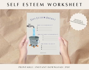 Self-Esteem Bucket Activity: Therapy Worksheet (Printable PDF)