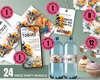 Paintball Party Bundle, Thank You Card, Cake Topper (Digital Download)
