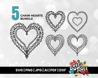 Chain Heart SVG Bundle: Valentine's Cut Files (Digital Download)