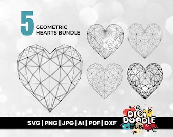 Geometric Heart SVG Bundle: Valentine's Cut Files (Digital Download)