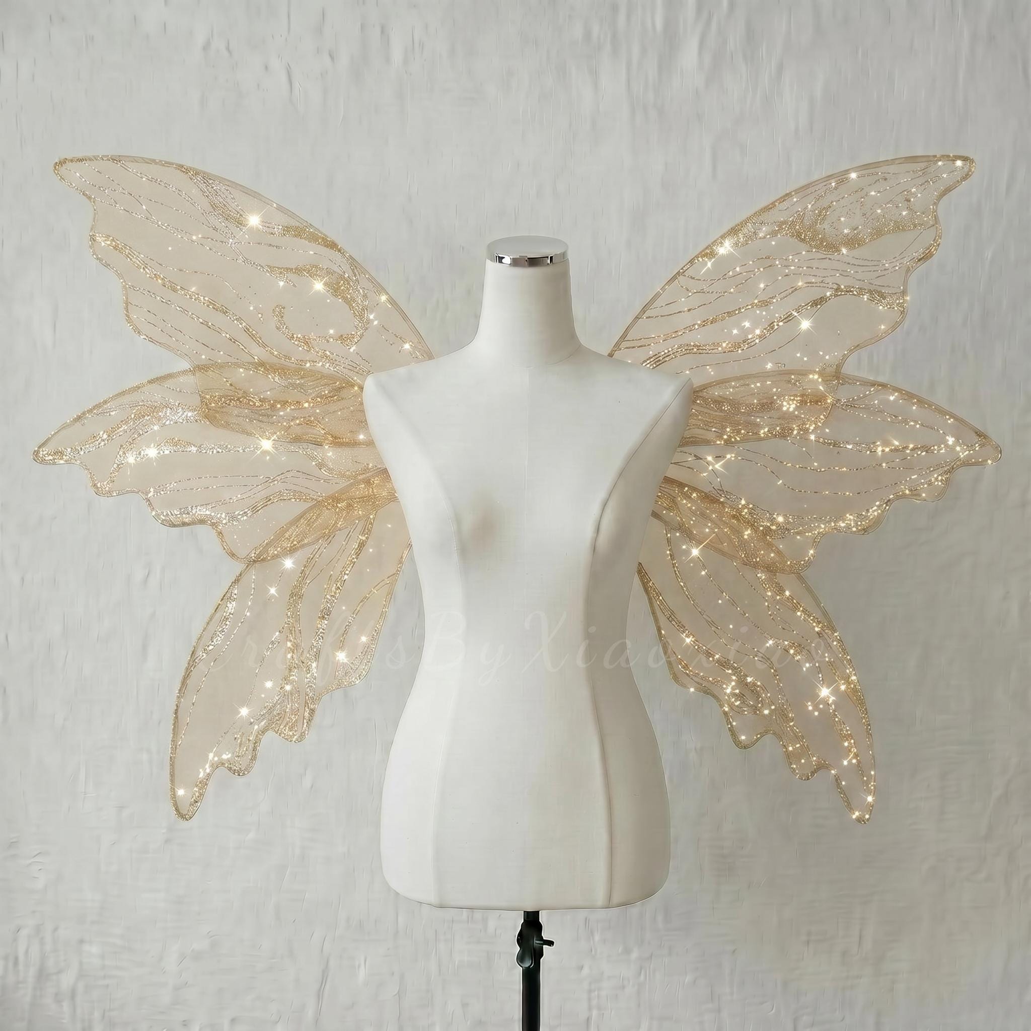 Oversized Ethereal Fairy Wings Large Champagne Gold Pixie Wings for Wedding, Birthday & Photography