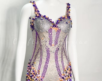 Crystal & Shell Beaded Performance Outfit: Festival Stage Wear