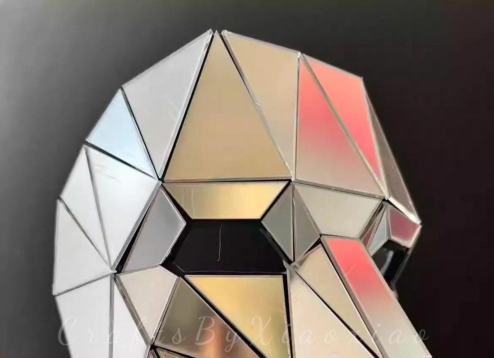 Handcrafted Mirrored Geometric Mask - Unique, Reflective, Fashionable ...
