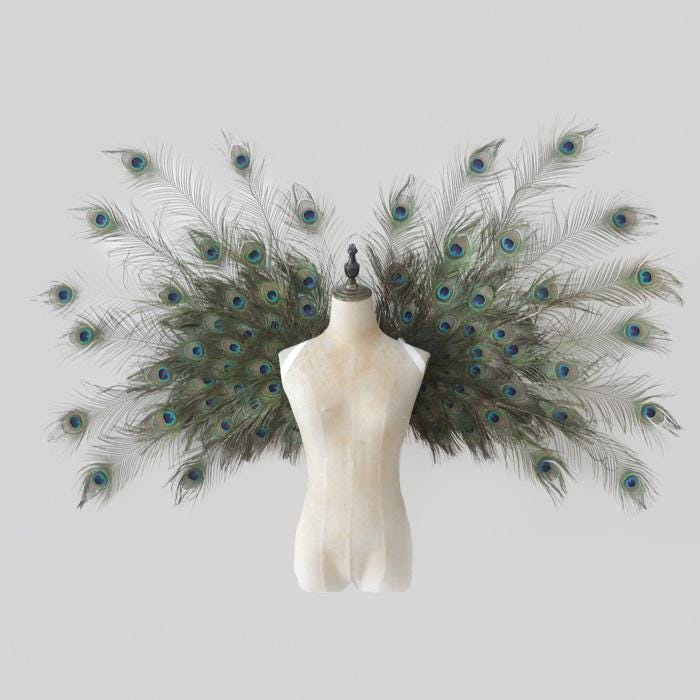 Extra Large Peacock Feather Angel Wings(150cm Span) : Runway Show, Victoria's Secret Showpiece Costume Accessory