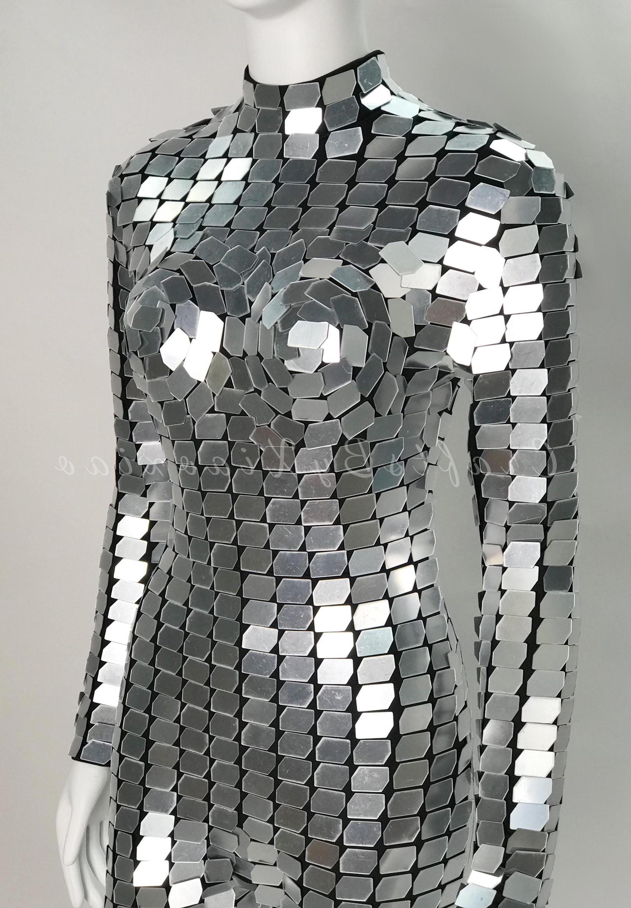 Atosa Glinsterend zilverkleurige disco outfit voor vrouwen