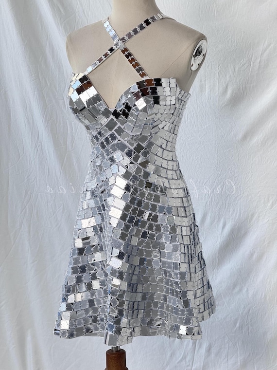 Sequin Mini Mermaid Dress: Festival Rave Costume, Disco dress