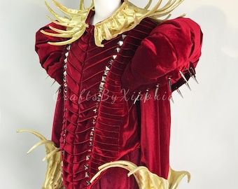 Custom Red Velvet Stage Costume for Men, Theatrical King Outfit