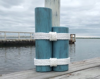 Coastal Dock Piling Decor: 18" Beach House Accent