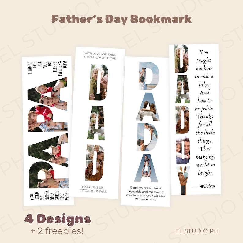 Father's Day Printable, Editable Canva Template, Fathers Day Bookmark ...