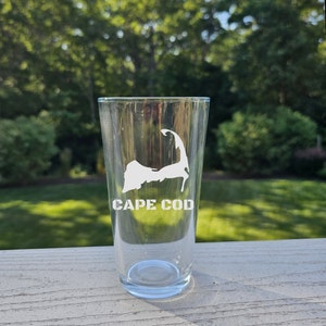 Laser Engraved Cape Cod Beer Pint Glass - Beach House Decor