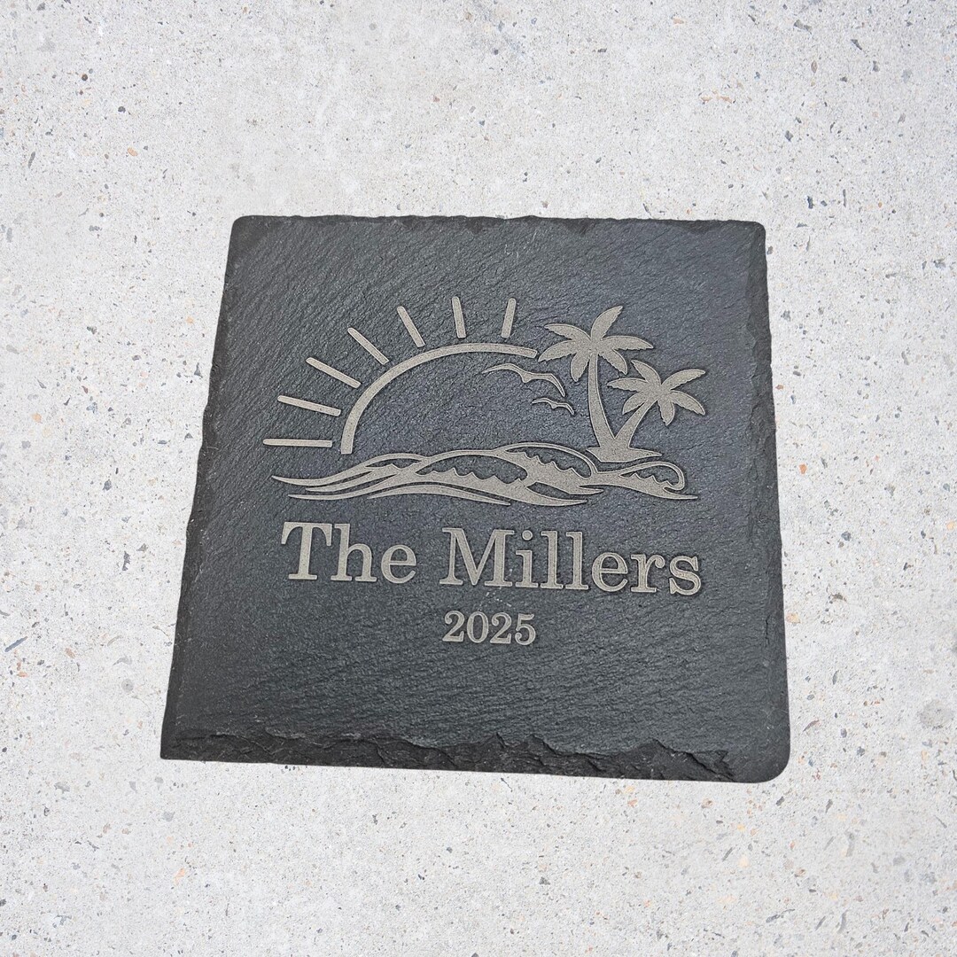 Personalized Slate Coasters | Custom Family Name | Single | Engraved ...