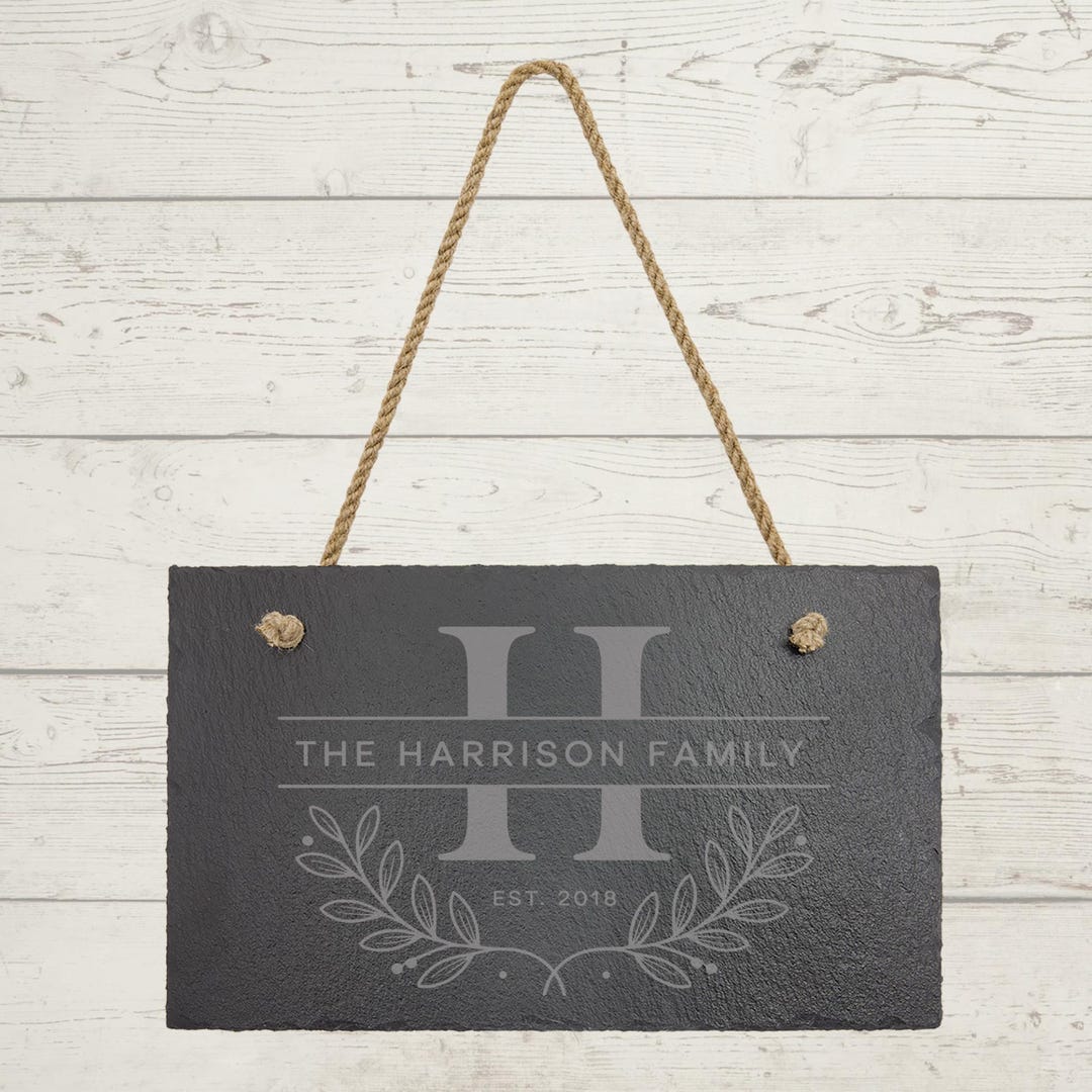 Family Name Slate Sign – Custom Engraved Rectangle Door Plaque - Etsy