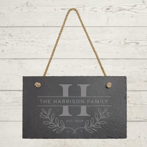 Family Name Slate Sign – Custom Engraved Rectangle Door Plaque