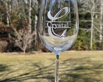 Verre à vin gravé personnalisé | Nom personnalisé ou verre monogramme