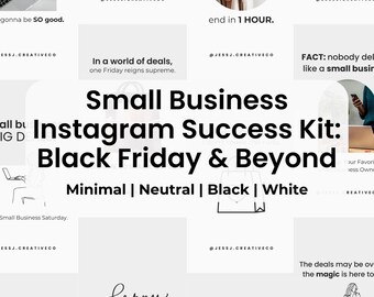 Plantillas de Instagram para el Viernes Negro / Sábado de pequeñas empresas / Minimalista / Neutral / Blanco y negro / Negocios / Plantillas, publicaciones e historias de Canva