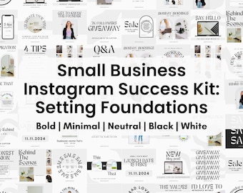 Plantillas de Instagram para pequeñas empresas / Atrevidas / Minimalistas / Neutrales / Blanco y negro / Negocios / Plantillas Canva - Publicaciones - Historias - Carruseles