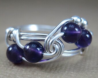ring atomic elements personalized wire carbon atom wrapped sterling silver science