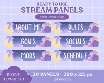 Starlit Dream Twitch Panels | Digital Download | Galaxy | Stream Setup