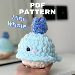 Mini Whale Crochet Pattern, Crochet Blueberry Whale Amigurumi Pattern in English, Quick and Easy Plushie Crochet Pattern, Blue Whale Pattern