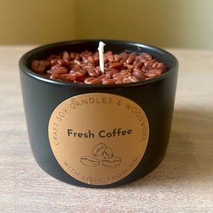 Fresh Coffee Scented Soy Candle: Hand-Poured with Coffee Bean Embeds