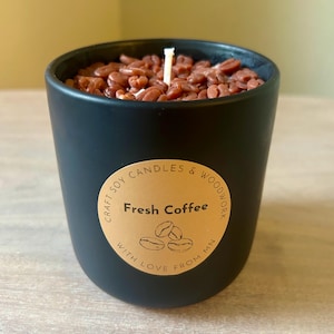 Fresh Coffee Scented Soy Candle: Hand-Poured with Coffee Bean Embeds