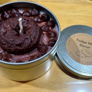 Fudge Donut Soy Candle: Chocolate Bakery Scent, Kitchen Decor